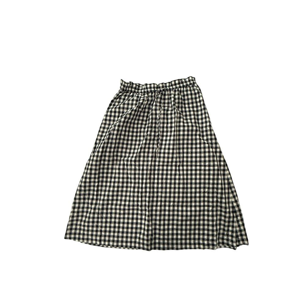 J Crew Checker Pattern Black And White Plaid Cotton Skirt Drawstring Small S